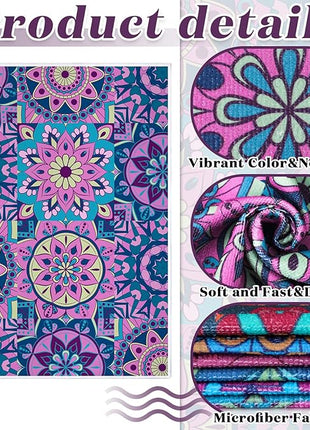 Boyiee Set of 6 Mandala Kitchen Towels Absorbent Boho Dish Towels 24 x 16 Inches Multicolor Hand Dishcloths Mandala Lover Gifts for Farmhouse Kitchen Bathroom Decorations