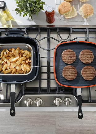 Kenmore Wyatt Aluminum Stackable All in One Multi-Function Cookware Set (Grill, Fry, Steam, Saute)