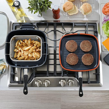 Kenmore Wyatt Aluminum Stackable All in One Multi-Function Cookware Set (Grill, Fry, Steam, Saute)