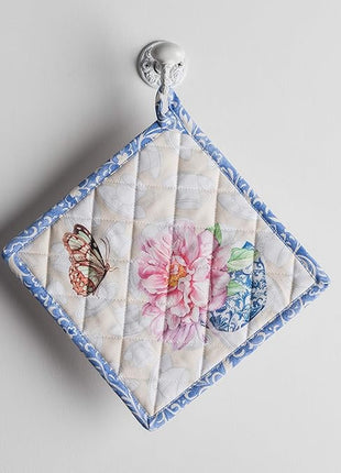 Maison d' Hermine Pot Holders 100% Cotton Heat Resistant Potholders 8" x 8" Hot Pads with Loop BBQ, Cooking, Baking, Grilling, Kitchen, Handling Hot Pans Spring/Summer (Pack of 1, Canton)