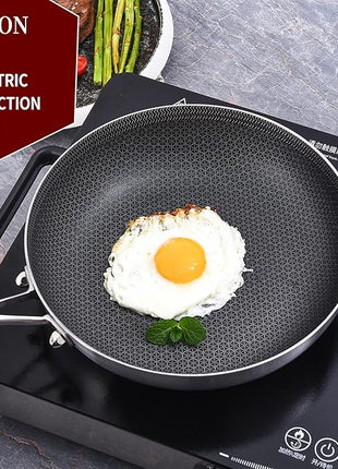 LOLYKITCH Frying Pan Set Nonstick, 8/10/12 Inch Stainless Steel Cookware Set Skillet with Detachable Handle, Induction & Oven Safe, Professional Non-Toxic PFOA Free Pans for Everyday Cooking