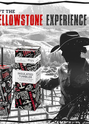 Dragon Glassware x Yellowstone Vacuum Insulated Tumbler with Lid and Straw - 24 oz Tumbler Cup with 2 Straws - Stainless Steel Tumbler with Straw for Water, Iced Tea - 1886