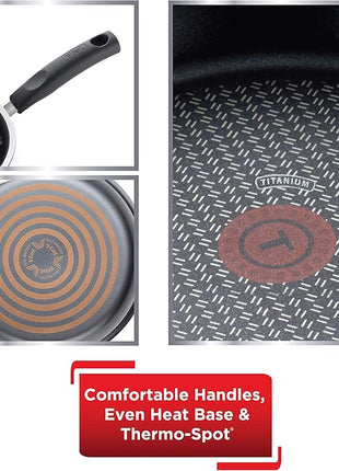 T-fal Signature Nonstick Cookware Set 12 Piece Oven Safe 350F Pots and Pans, Dishwasher Safe Black