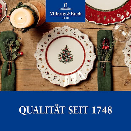 Villeroy & Boch Toy's Delight Christmas Collection Salad Plate, Premium Porcelain, 9.5 in Diameter, White/Multicolored, Christmas Tree Center Design
