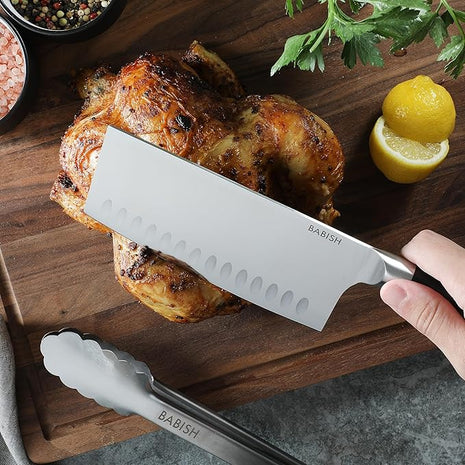 Babish 6.5-Inch Forged Cleaver Knife – High-Carbon 1.4116 German Steel Full Tang Kitchen Knife for Heavy-Duty Chopping and Slicing