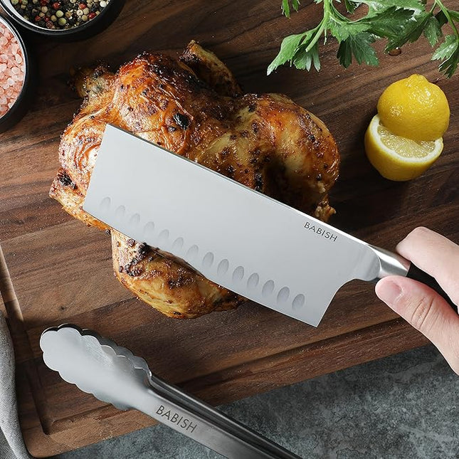 Babish 6.5-Inch Forged Cleaver Knife – High-Carbon 1.4116 German Steel Full Tang Kitchen Knife for Heavy-Duty Chopping and Slicing