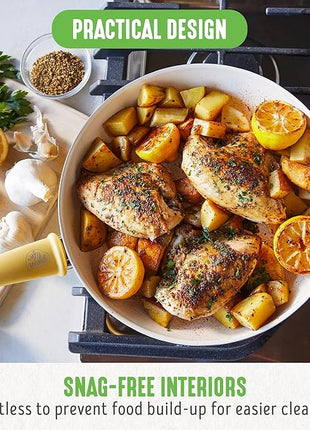 GreenLife Soft Grip Healthy Ceramic Nonstick, 12" Frying Pan Skillet with Lid, PFAS-Free, Dishwasher Safe, Yellow