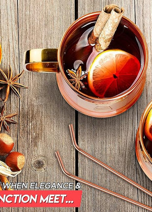 G GOODYGOODS Moscow Mule Copper Mugs: Make Any Drink Taste Better! 100% Pure Solid Copper His & Hers Gift Set - 2 Hammered 18 OZ Cups, 2 Unique Straws, Jigger & Recipe Booklet