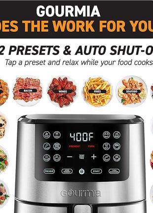 Gourmia 4-Qt Digital Air Fryer with Guided Cooking, Easy Clean, Stainless Steel