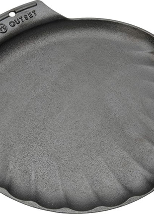 Outset 76378 Scallop Cast Iron Grill and Serving Pan , Black