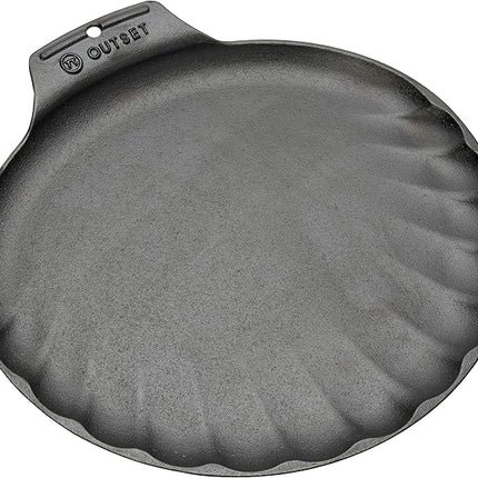 Outset 76378 Scallop Cast Iron Grill and Serving Pan , Black