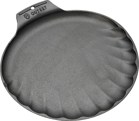 Outset 76378 Scallop Cast Iron Grill and Serving Pan , Black