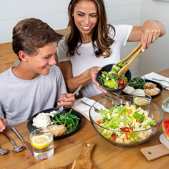 Grow Forward Premium Wheat Straw Plates and Bowls Sets - 8-Piece Wheat Straw Dinnerware Sets - Unbreakable & Reusable Microwave Safe Plastic Dinner Plates for Outdoors, RV, Camping Dishes - Midnight