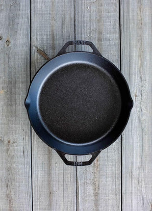 Lodge 12 Inch Pre-Seasoned Cast Iron Skillet - Dual Assist Handles - Use in the Oven, on the Stove, on the Grill, or Over a Campfire - Black