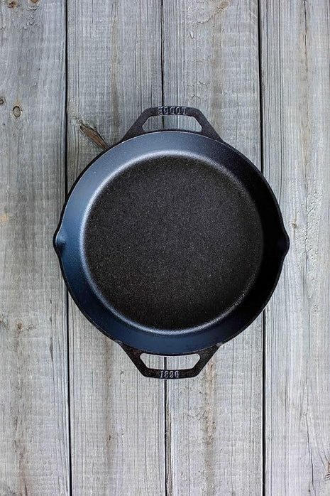 Lodge 12 Inch Pre-Seasoned Cast Iron Skillet - Dual Assist Handles - Use in the Oven, on the Stove, on the Grill, or Over a Campfire - Black