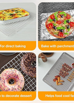 2PCS Cooling Racks for Cooking and Baking -11.65''x16.85''Heavy Duty Stainless Steel Wire Rack for Baking, Grilling, Roasting - Oven & Dishwasher Safe - Fits Half Sheet Pan（Silver）