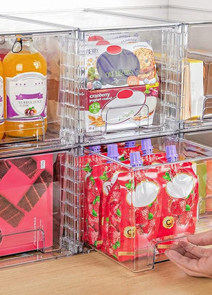 Vtopmart 2 Pack Large Stackable Storage Drawers,Clear Acrylic Drawer Organizers with Handles, Easily Assemble for Bathroom,Kitchen Undersink,Cabinet,Closet,Makeup,Pantry organization and Storage