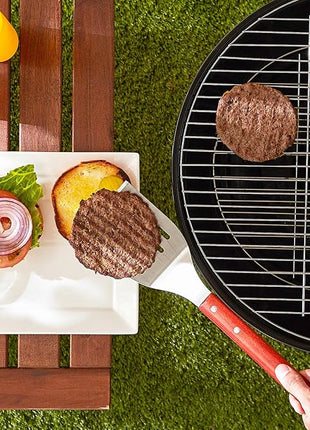 RSVP International Endurance BBQ Grill Spatula Flipper, 18" | Flip Burgers & Other Food w/ Long Handle that Keeps Hands Safe from Fire | Made from Stainless Steel & Rosewood