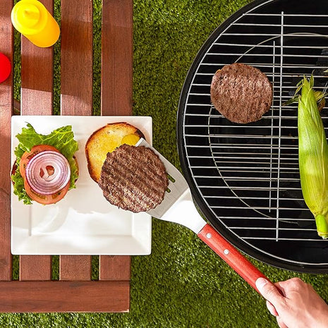 RSVP International Endurance BBQ Grill Spatula Flipper, 18" | Flip Burgers & Other Food w/ Long Handle that Keeps Hands Safe from Fire | Made from Stainless Steel & Rosewood