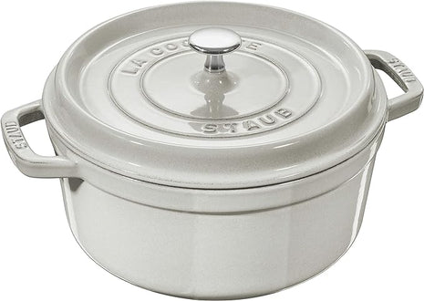 Staub Cast Iron 5.5-qt Round Cocotte - White Truffle, Made in France