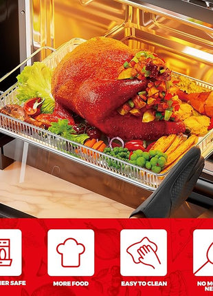 Air Fryer Basket for Oven, Air Fryer Basket and Stainless Steel Baking Tray Pant Oven Air Fryer Pan Rack for Cooking Baking Dishwasher and Broiling (15.9 in * 9.8 in &14.9 in * 11 in)