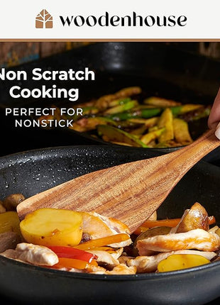 Wooden Spoons for Cooking – 10 Pc Teak Wood Utensil Set, Durable, Nonstick Safe & Heat Resistant with Ergonomic Handles - Unique Kitchen Gifts for Women Men, Cooking Gifts for Men Women