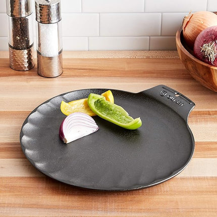 Outset 76378 Scallop Cast Iron Grill and Serving Pan , Black