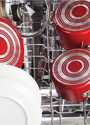 Farberware Cookstart DiamondMax Nonstick Cookware/Pots and Pans Set, Dishwasher Safe, Includes Baking Pan and Cooking Tools, 15 Piece - Red