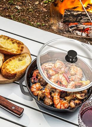 Utopia Kitchen Saute Fry Pan Pre-Seasoned Cast Iron Skillet With Lid, Frying Pan, Cast Iron Pan, Safe Grill Cookware for Indoor & Outdoor Use (1, Black, 10 Inch)