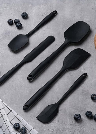 Silicone Spatula Set, 5 Piece Food Grade Rubber Spatulas for Baking, Cooking, and Mixing High Heat Resistant Non Stick Dishwasher Safe BPA-Free (Grey)