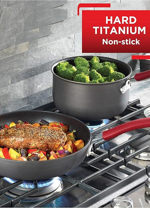 T-fal Ultimate Hard Anodized Nonstick Cookware Set 12 Piece, Oven Broiler Safe 600F, Kitchen Cooking Set w/Fry Pans, Saucepans, Dutch Oven, Kitchen Utensils, Pots and Pans, Dishwasher Safe, Black