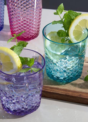 Cupture Diamond Plastic Tumblers BPA Free, 24 oz / 14 oz, 8-Pack (Assorted Colors)