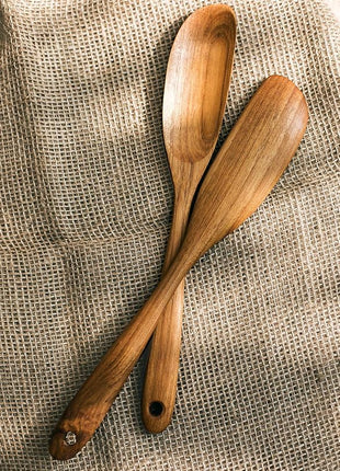 FAAY Jar Spoon, 12" Mixed Bowl Wooden Spoons for Cooking, Handmade Teak Wooden Spoon, Healthy Utensils, Suitable for Right Hand.