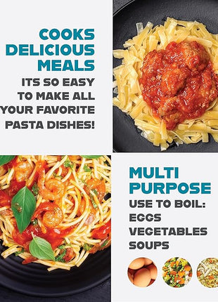 Gotham Steel 5 Quart Stock Pot Ceramic Multipurpose Pasta Pot with Strainer Lid & Twist and Lock Handles, Tempered Glass Lid, Dishwasher Safe, Aqua Blue