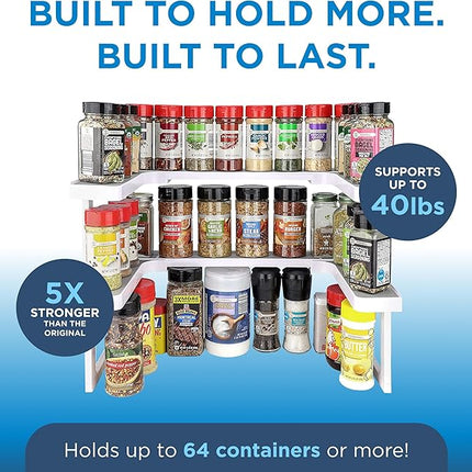 Spicy Shelf Deluxe - Expandable 2 Tiered Spice Rack Organizer for Cabinet & Pantry - Kitchen Seasoning Organizer - Cabinet Spice Racks for Inside Cabinets