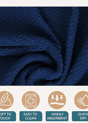 Casa Platino Dish Towels for Drying Dishes and Kitchen Towels and Dishcloths Sets, Cotton Kitchen Towel Set 8 Piece Kit with Mixed Textures, Built for Everyday Wiping, Rinsing, and Spills – Blue