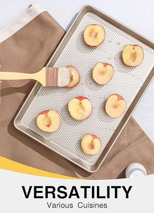 Jelly Roll Pan 15x10 - HONGBAKE Commercial Cookie Sheets for Baking with Diamond Texture Surface, 57% Thicker Carbon Steel Baking Sheet for Oven, Nonstick Cooking Tray