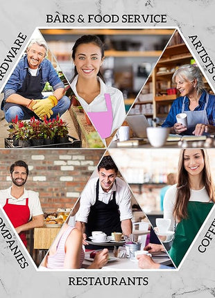 GREEN LIFESTYLE 2 Pack Chef Apron with Pockets – Grilling Aprons for Men, Waterproof Cooking Apron for BBQ, Work or Restaurant Use, Kitchen Aprons for Women with Pockets – Pink