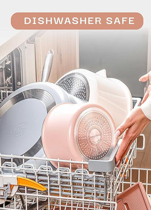 Gotham Steel 5 Qt Lightweight Ceramic Dutch Oven Pot with Lid, Nonstick Sourdough Dutch Oven for Bread Baking, 10 in 1 Stock Pot Ovens for Pasta, Spaghetti, Bread and More, Pots for Cooking