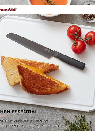 KitchenAid Classic Cutting Board with Perimeter Trench and Non Slip Edges, Dishwasher Safe, 11 inch x 14 inch, White and Gray