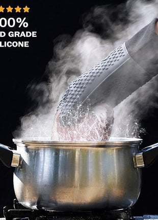 Silicone Cooking Gloves, Grilling Gloves, Heat Resistant Gloves BBQ Kitchen Silicone Oven Mitts, Long Waterproof Non-Slip Potholder for Barbecue, Cooking, Baking