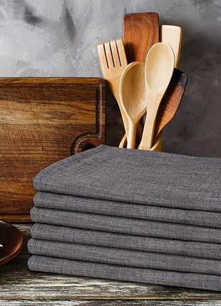 Urban Villa Kitchen Towels Premium Quality 100% Cotton Solid Kitchen Towels Set of 6 Ultra Soft Size 20X30 Inches Chambray Black/White Color Kitchen Towel Highly Absorbent Kitchen Towels