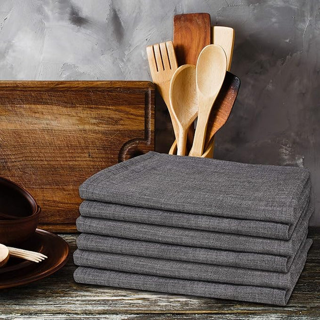 Urban Villa Kitchen Towels Premium Quality 100% Cotton Solid Kitchen Towels Set of 6 Ultra Soft Size 20X30 Inches Chambray Black/White Color Kitchen Towel Highly Absorbent Kitchen Towels