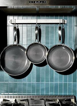 HexClad Hybrid Nonstick 6-Piece Fry Pan Set, 8, 10, and 12-Inch Frying Pans with Tempered Glass Lids, Stay-Cool Handles, Dishwasher-Friendly, Induction Ready, Compatible with All Cooktops