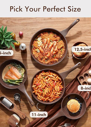 SENSARTE Nonstick Frying Pan Skillet, Non Stick Omelette Pan, Healthy Stone Cookware Chef's Pan PFOA Free, Toffee Brown (9.5 Inch)