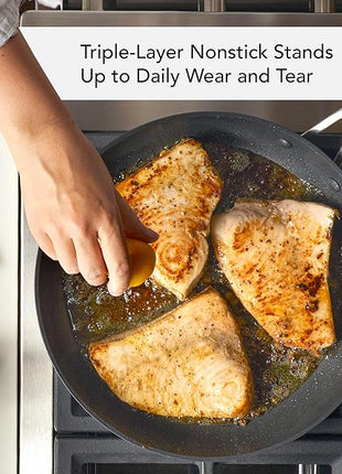 KitchenAid Hard Anodized Induction Nonstick Frying Pan Set With Tempered Lids, 4-Piece - 10 & 12 Inch – Durable, Even Heating, Oven Safe to 500°F, Dishwasher Safe, Easy-Clean