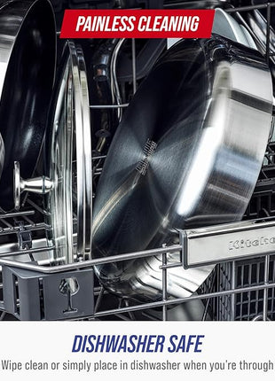 Blue Diamond 15 Piece Stainless Steel Tri-Ply Cookware Pots and Pans Set, Induction Compatible, Diamond Infused PFAS-Free Ceramic Nonstick, Dishwasher & Metal Utensil Safe, Scratch Resistant, Silver