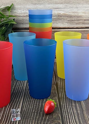 Reusable Plastic Cups 32 oz - Large Cups Dishwasher Safe - BPA Free Plastic Tumblers Drinking Glasses set of 12 - Unbreakable Big Cup for Kitchen Party Camping Outdoor