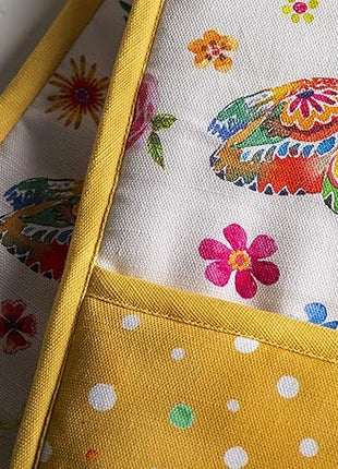 Maison d' Hermine Double Oven Mitts 100% Cotton 7"x35" Double Oven Mitt Heat Resistant BBQ Cooking Gloves with Loop, Baking, Grilling, Kitchen, Handling Hot Pans Spring Summer (Happy Florals - Sweety)