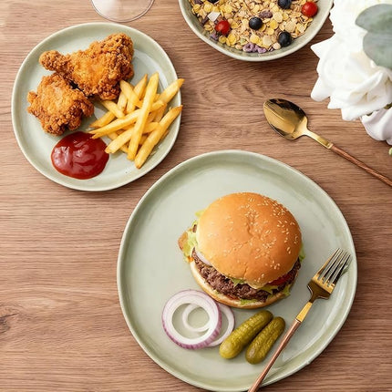 AmorArc Ceramic Dinnerware Sets,Handmade Reactive Glaze Stoneware Plates and Bowls Set,Highly Scratch Resistant | Dishwasher & Microwave Safe,Service for 6 (18pc)